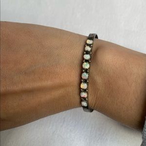 Zuni sterling silver cuff bracelet with opal nuggets